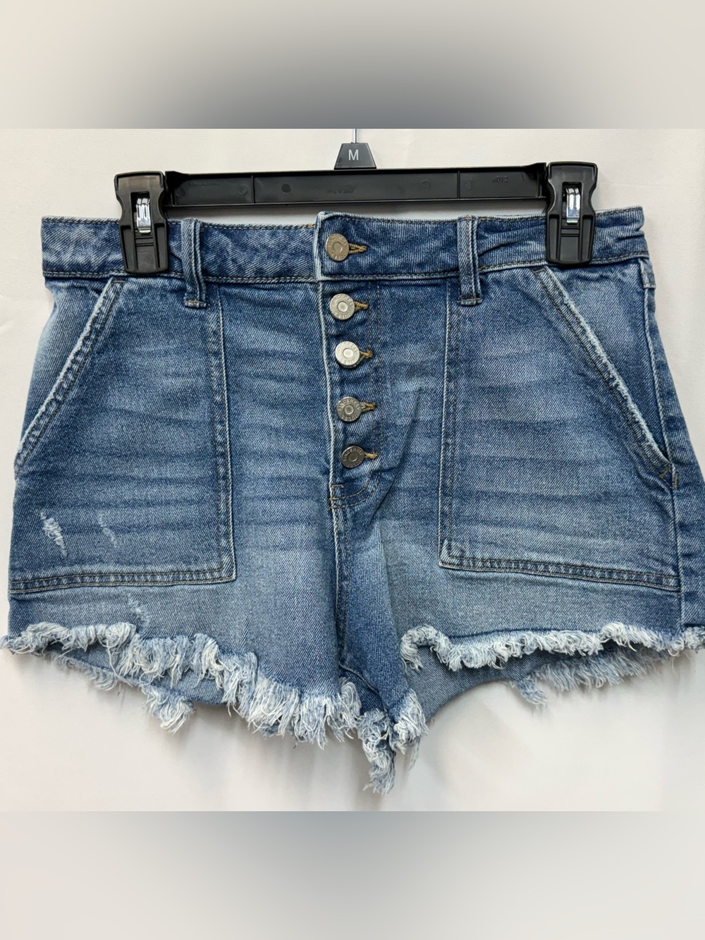 Sincerely Jules Medium Blue High-Rise Button-Front Denim Shorts